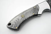 Drop Point Damascus Hunting Knife with White & Gray German Micarta Skinning Custom Knives with Leather Sheath