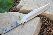 CUSTOM BLANK Knife Making Blade Clip Point Bowie Knives w/Brass Guard Bolster #8