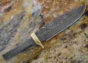 Clip Point Bowie Damascus Knife Blank Blade Partial Tang with Brass Bolster Hunting Skinning Skinner