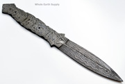 Damascus  Blank  Knife Hunting Blade Double Edge 1095HC High Carbon