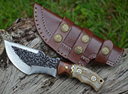 Small D2 Tracker Hunting Knife Large Knives Survival Skinning Hammered Sheath Steel