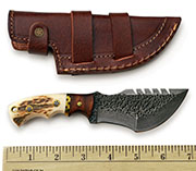 Small Hammered Damascus Tracker Knife Stag Handle Hunting Skinning Knives Blades Blade Knife